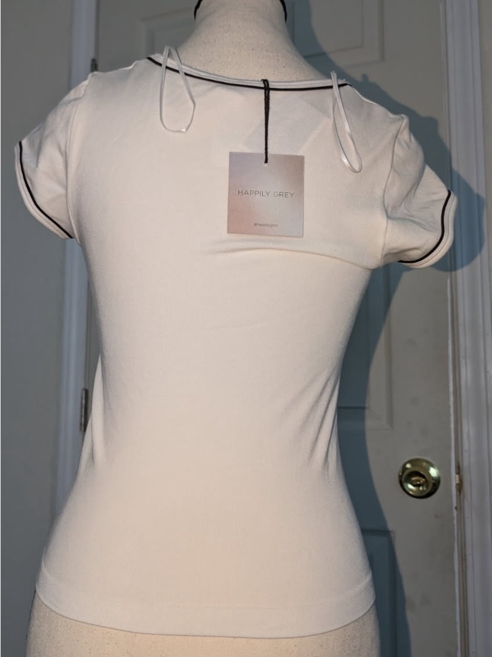 Happily Grey Cream Short-Sleeve Trim Tee